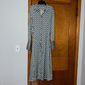 H&M Patterned Dress, shirt dress with tie belt